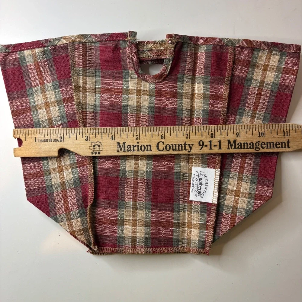 Longaberger Basket Liner 7 Inch Measuring Orchard Park Plaid Red Tan 2198981
